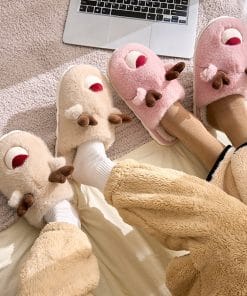 Cartoon Cotton Slippers Inner Velvet Insulated Cotton-padded Shoes