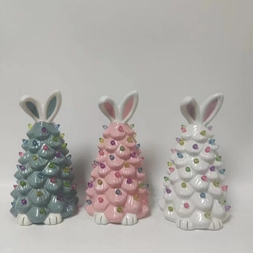 Easter Bunny Shape Ceramic Tree Decorations Spring Easter Bunny Glow Ornaments Easter Bunny Tree - Image 5