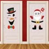 Christmas Door Stickers Self-Adhesive Snowman Santa Claus Felt Decals For Holiday Xmas Party DIY Door Window Refrigerator Decorations