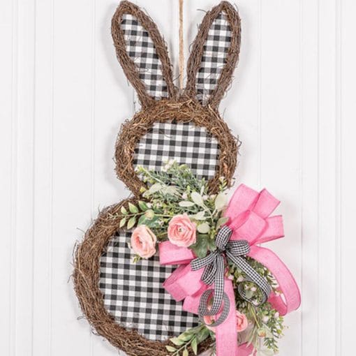 Easter Bunny Wreath Rattan Circle Easter Decoration - Image 9