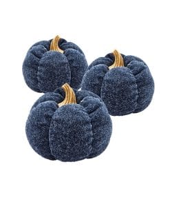 Set Of 3, 7.5x7.5x5.7 Dark Blue Pumpkin, Pumpkin Ornament Decor For Holiday Harvest Festival Fall Festival Thanksgiving