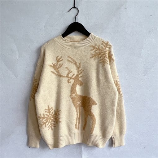 Women's Fashion Round Neck Long Sleeve Knitted Christmas Sweater - Image 9
