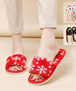 Christmas Tree Home Slippers Fashion Floor Bedroom Open-toe Plush Slippers For Women Fuzzy House Shoes