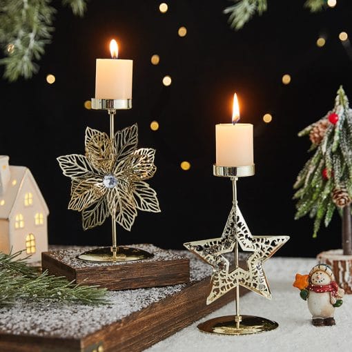 Romantic Christmas Wrought Iron Candlestick Candle Tray Decoration - Image 10