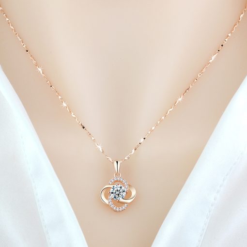 Necklace 925 Sterling Silver Plated 18k Rose Gold Necklace Female Clover Clavicle Chain For Girlfriend''s Birthday Valentine''s Day Gift - Image 7