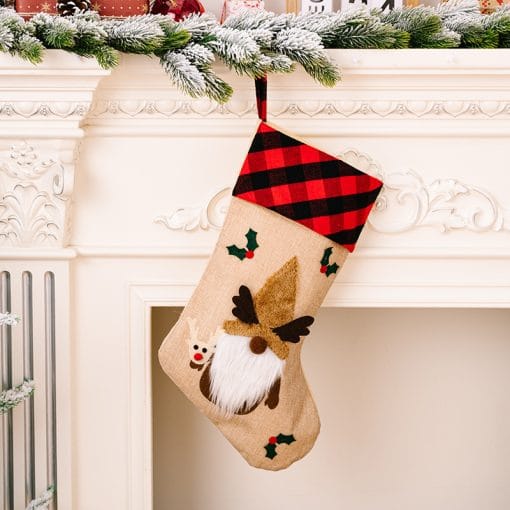 Christmas Decorations Red And Black Plaid Affixed Cloth Embroidered Window Pendant - Image 5