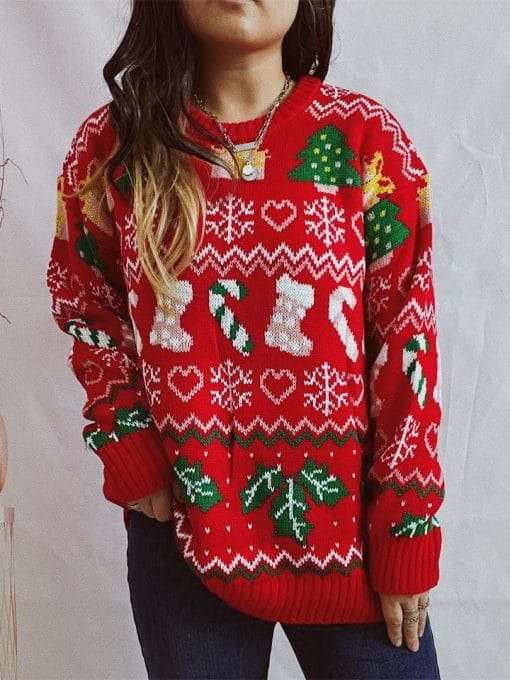 Women's Stylish Loose Round Neck Long-sleeved Sweater - Image 7