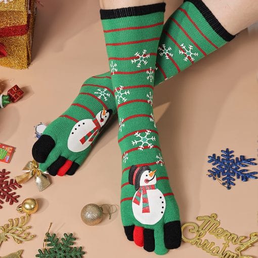 Cute Christmas Five-finger Socks Winter Elastic Sweat-absorbent Split-toe Socks For Women - Image 10