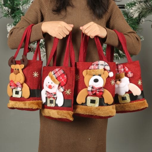 Christmas Candy Gift Tote Bag For Kids Funny Creative Santa Claus Elk Snowman Bear Handbag Small Christmas Tree Decoration Bags - Image 9