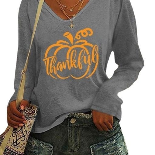 Women's V-neck Long Sleeved T-shirt - Image 8