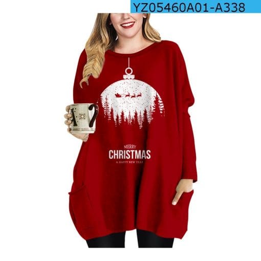 Long Christmas Snowflake Element Round Neck Dress - Image 9