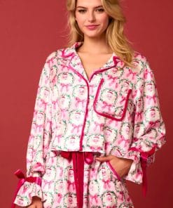 2 Pcs Women's Christmas Pajama Set Santa Tree Print Lapel Neck Button-up Long Sleeve Tops Shorts Loungewear Outfit 17 aedb42f9 872f 4d0d 8581 7f8cb89aa7c3