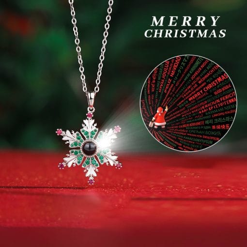 New Christmas Snowflake Necklace With Projection Design For Couples Christmas Gift Women's Clavicle Chain Jewelry