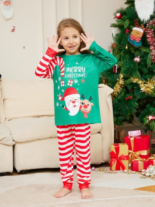 New Cartoon Santa Claus Letter Printing Parent-child Christmas Pajamas Home Wear Suit - Image 5