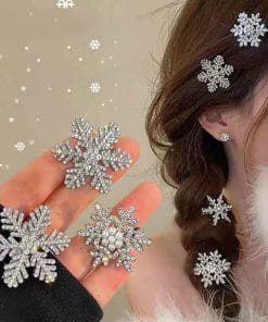 Cyrstal Snowflake Pearl Hair Clip Winter Girls Small Sweet Bobby Pins Women Fashion Retro Flower Hairside Headwear Accessories Hair Jewelry
