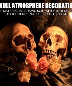 Simulation Skull Halloween Frightening Decoration Home Decor Wood Fire Pit Fireplace Burning Horror Atmosphere Props Decoration