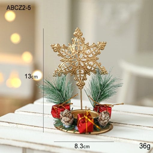 Christmas Candlestick Golden Wrought Iron Window Decoration - Image 7