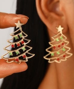 Christmas Earrings With Christmas Tree Colorful Zircon Christmas Tree Earrings  For Women Personality Earrings Party Jewelry Christmas Gift