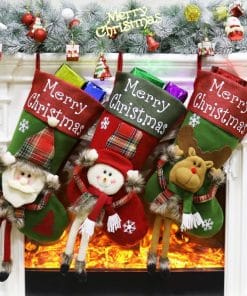 2024 New Year Xmas Big Stockings Set Decorations Christmas 3D Plush Big Sock Christmas Tree Pendant Decorating Supplies