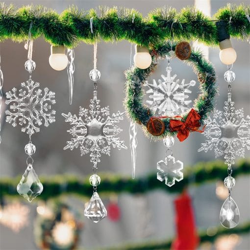 10pcs Christmas Tree Hanging Pendants Acrylic Ice Strip Snow Ceiling Xmas Ornaments New Year Christmas Decoration Home Decor - Image 3
