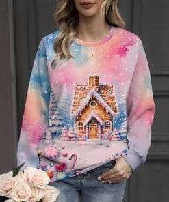 Christmas Christmas Building Snowman Snowflake Graphic Sweater