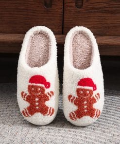 Christmas Gingerbread Cotton Slippers Winter Home Shoes