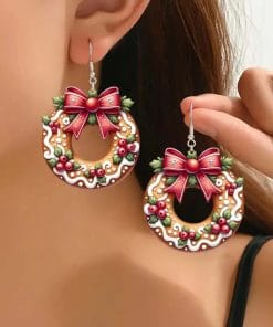 Christmas Cookie Wreath Acrylic Earrings