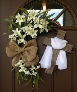 Easter Cross Door With Wreath