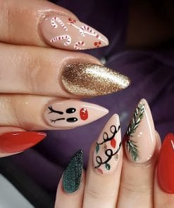 24pcs Christmas False Nails Hat Striped Snowflake Nail Art Stickers For Parties Dances Or Holiday Wear 21 c14d4894 0cc7 4eab 9769 c447c61640a7