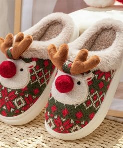 Cute Christmas Elk Plush Slippers Winter Ins Fashion Non-slip Floor Bedroom Home Slippers For Women Fuzzy House Shoes 13 c1edc261 3d51 47bc bbac e762575144eb