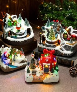Christmas Rotating Resin Luminous Music Box Ornaments