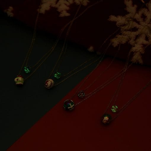 Christmas Luminous Necklace Fashion Niche Christmas Tree Santa Claus Round Bead Double-layer Necklace For Women Jewelry - Image 4