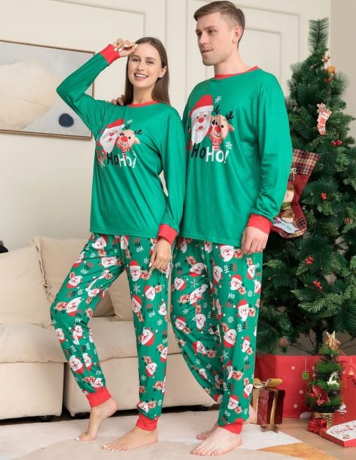 Christmas Pajamas For Family Matching Family Christmas PJs Sets Santa Claus Printed Top Sleepwear - Image 3