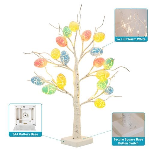 Easter Decoration 60cm Birch Tree Home Easter Egg LED Light Gift Spring Party Tabletop Ornaments Light Easter Party Kids Gifts - Image 8