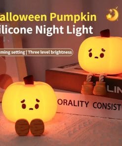 Home Decor Halloween Pumpkin Night Light Cute Soft Silicone Lamp Touch Dimmable Rechargeable Bedside Decor Light Kids Gifts Halloween Decorations