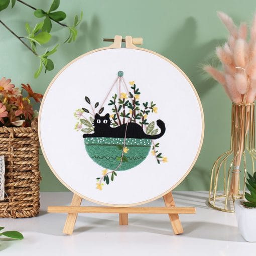 Holiday Cat Handmade Embroidered Diy Material Bag - Image 7
