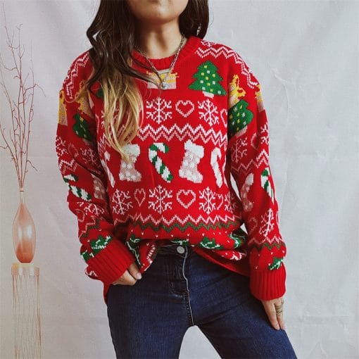 Women's Stylish Loose Round Neck Long-sleeved Sweater - Image 4