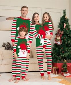 Family Christmas Pajamas Matching Sets Red Stripe Xmas Holiday Sleepwear Jammies Long Sleeve PJs Outfits