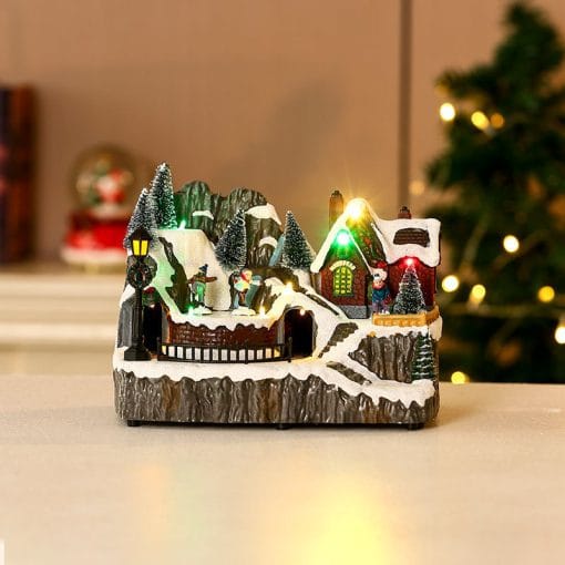 Christmas Rotating Resin Luminous Music Box Ornaments - Image 3