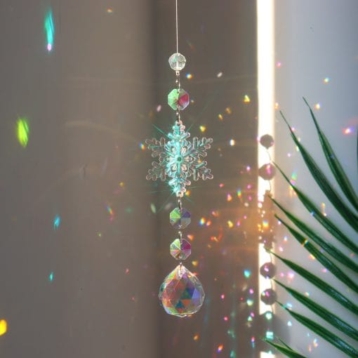 Christmas Colorful Snowflake Crystal Sun Catcher Ice Pillar Pendant Window Christmas Tree Decoration Party Pendant Christmas Decorations - Image 3