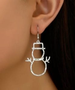 Personalized Snowman Earrings And Pendant Fashion Simple Christmas Hollow Necklace For Women Jewelry