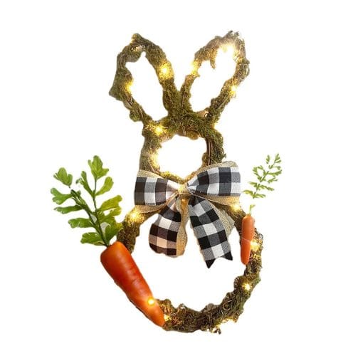 Easter Bunny Wreath Rattan Circle Easter Decoration - Image 8