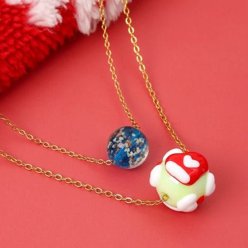 Christmas Luminous Necklace Fashion Niche Christmas Tree Santa Claus Round Bead Double-layer Necklace For Women Jewelry - Image 7