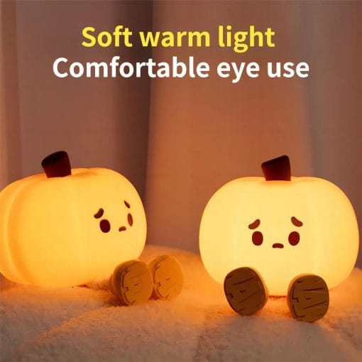 Home Decor Halloween Pumpkin Night Light Cute Soft Silicone Lamp Touch  Dimmable Rechargeable Bedside Decor Light Kids Gifts Halloween Decorations - Image 6