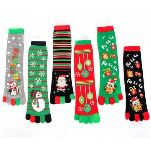 Cute Christmas Five-finger Socks Winter Elastic Sweat-absorbent Split-toe Socks For Women - Image 5