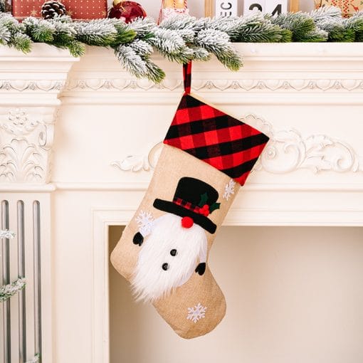 Christmas Decorations Red And Black Plaid Affixed Cloth Embroidered Window Pendant - Image 4