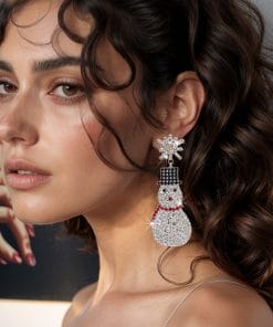 Rhinestone Cute Christmas Fashion Snowman Earrings