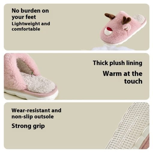 Cartoon Cotton Slippers Inner Velvet Insulated Cotton-padded Shoes - Image 3