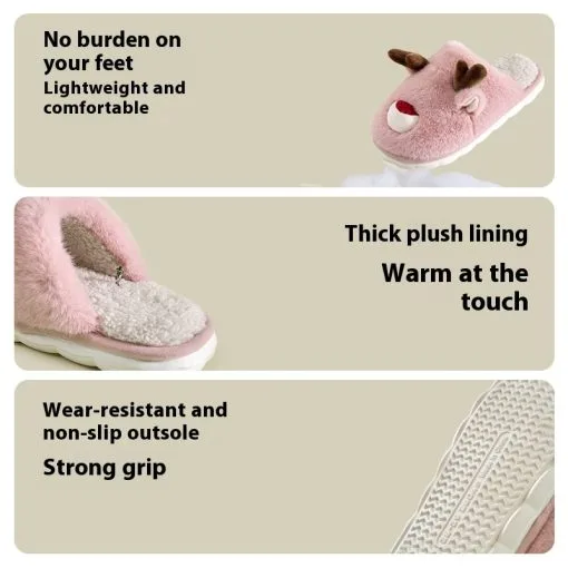 Cartoon Cotton Slippers Inner Velvet Insulated Cotton-padded Shoes - Image 3