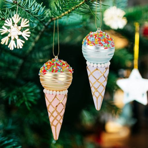 Simulation Ice Cream Christmas Tree Decorative Glass Pendant - Image 3